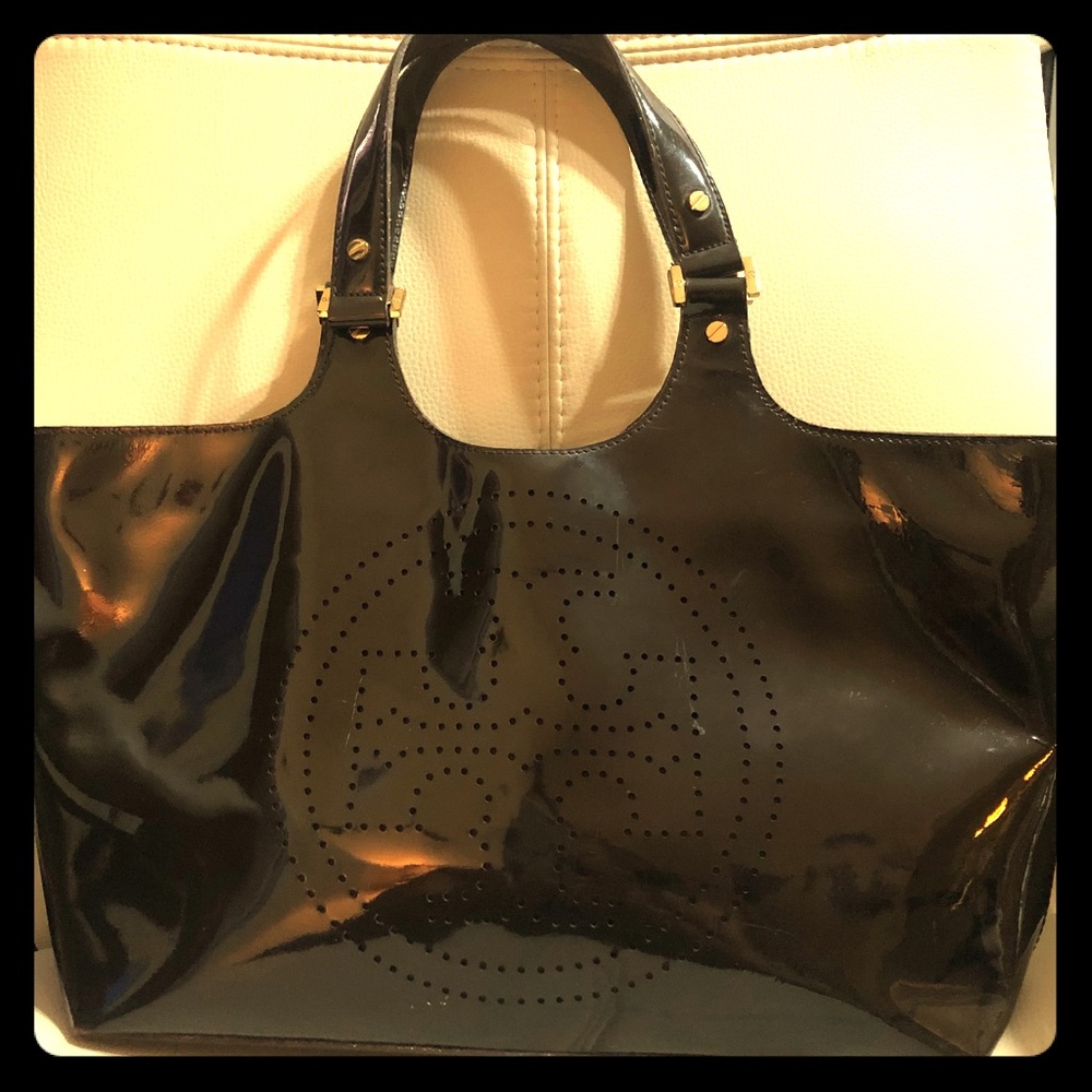 Tory Burch Patent Zip Tote